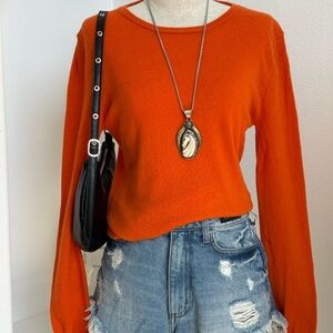 Orange Wool + Cashmere Crew Sweater
